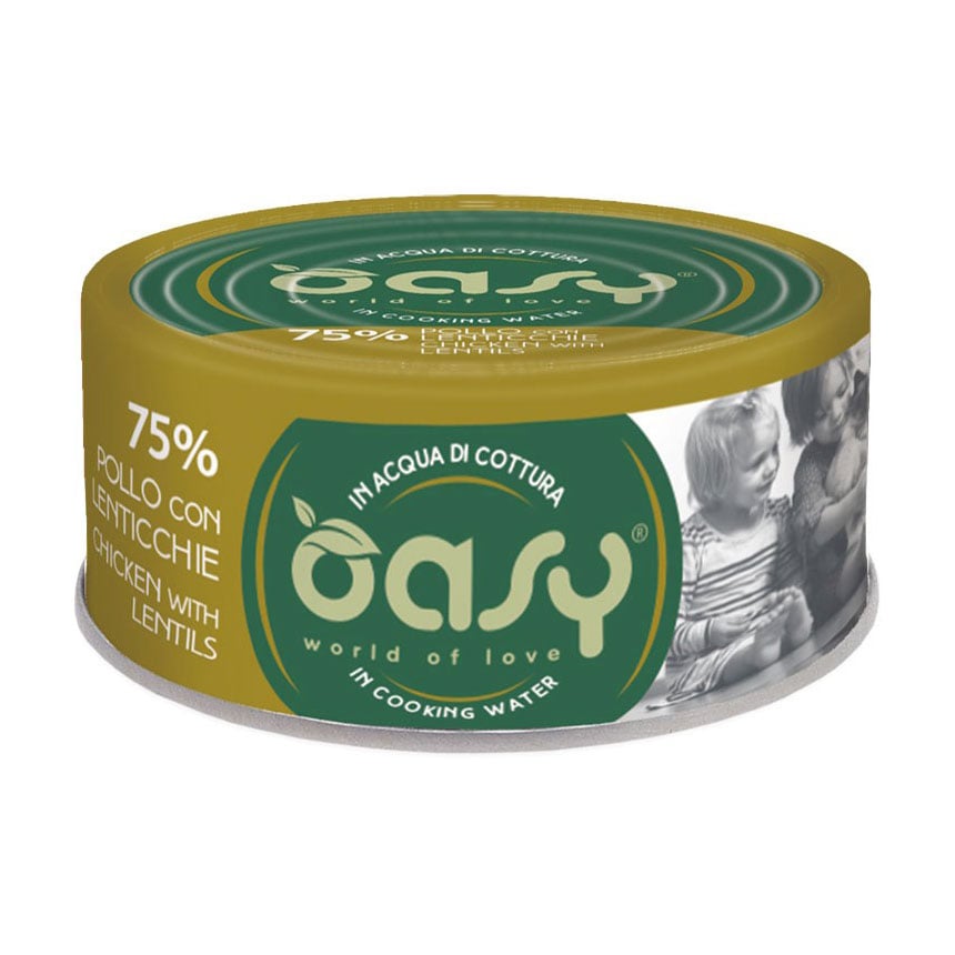 Вологий корм для дорослих котів Oasy Cat Wet More Love з куркою та сочевицею, 70 г